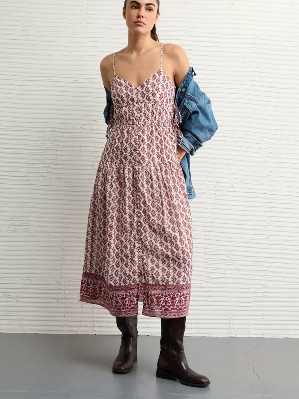 American Eagle V-Neck Side Tie Midi Floral Dress Medium